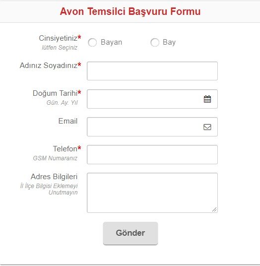 Avon Temsilci Girişi